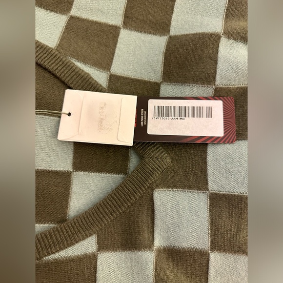 Happy Sheep NWT size Medium oversized green squares with hints of blue V neck - Picture 8 of 9